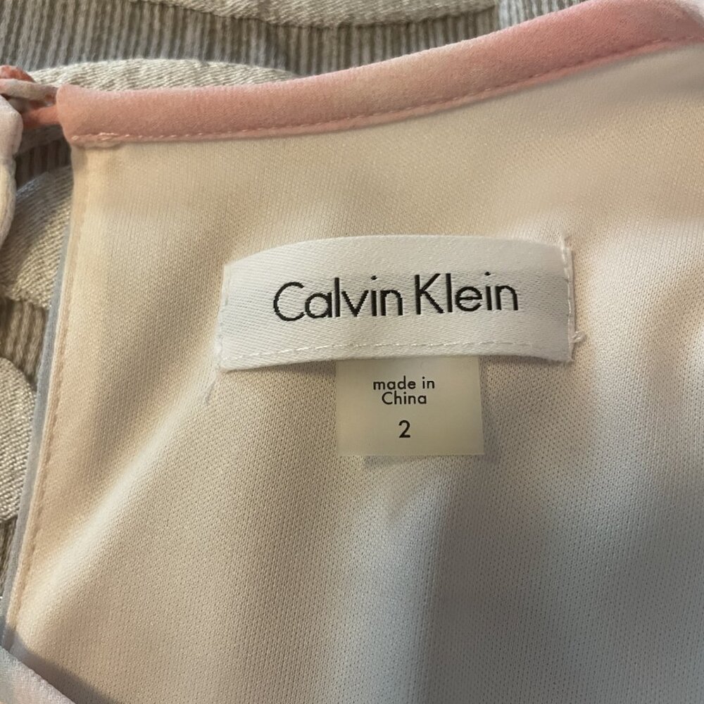 Calvin Klein Womens Shift Dress Size 2 Lined White Multicolor Floral Sleeveless - Picture 4 of 7